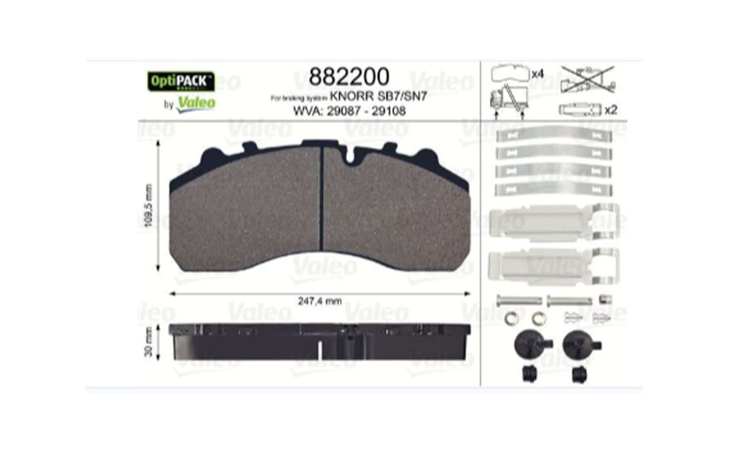 Set pastiglie freno Valeo anteriore/posteriore camion/camion/HGV Mb/Man/Scania/Daf