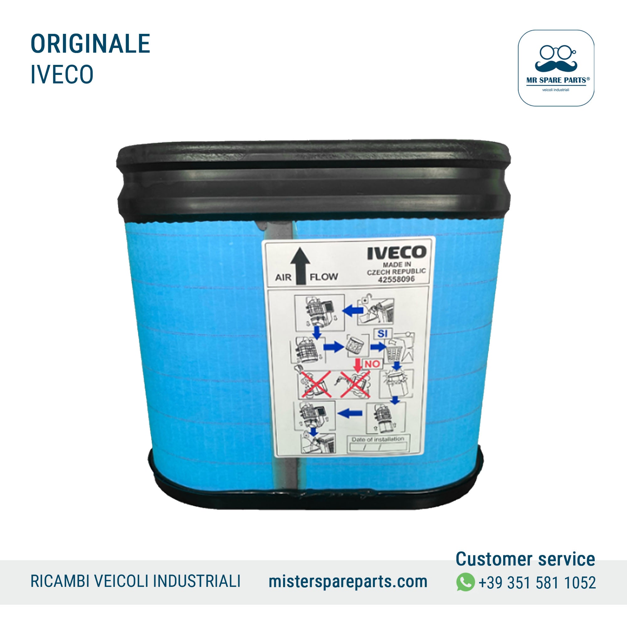 ELEMENTO FILTRO ARIA originale IVECO EUROCARGO TECTOR 75E 80E 100E 42558096