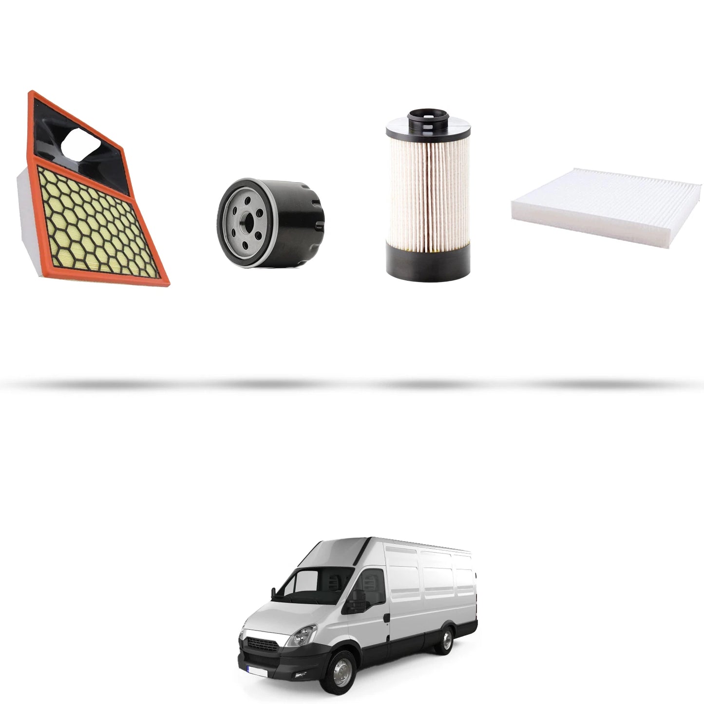 Kit 4 filtri Originale per Iveco Daily IV, Daily V 35C 11 78kw, Daily VI 35C 11 2.3 Multijet 78KW  - OE 5801317096 71779555 5801985959 8094872 K5801985959 2995811 500038751 504091563 500055340 500086267